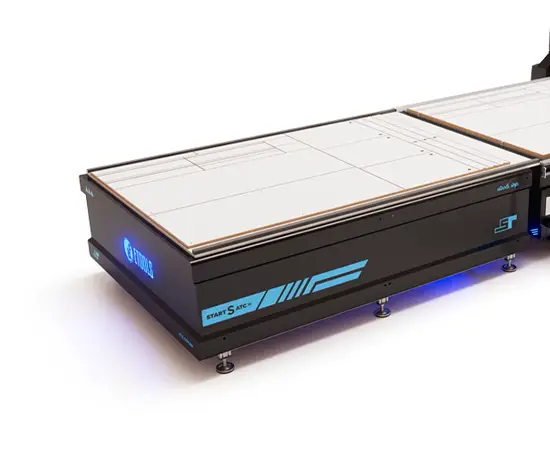Mesa de descarga de chapas acoplada ao centro de usinagem Start 10 ATC S