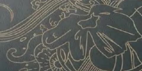 Desenho marcado no couro cortado com o módulo caneta de marcação