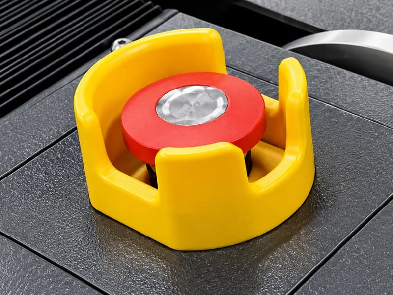 Botão de parada de emergência, item de série da Mesa de Corte Digital EK 1625