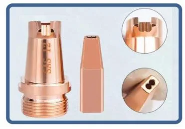 Bico duplo em detalhe, item de série da Máquina de Solda a Laser SFE 2000W