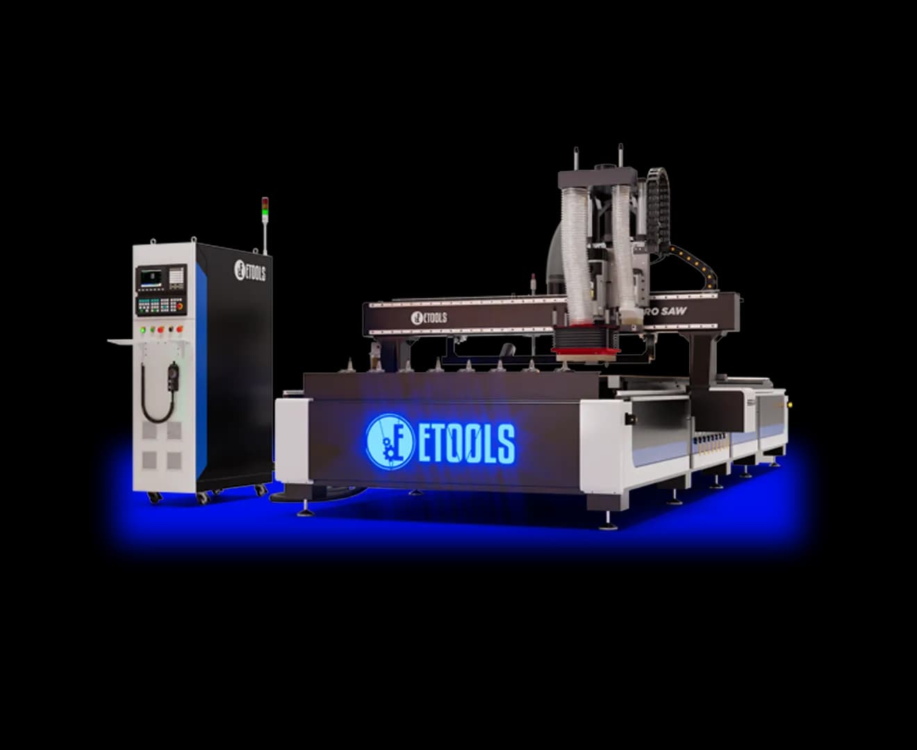 Centro de usinagem Pro SAW com dois spindles, magazine linear de 8 ferramentas e mesa de 1600 x 5100 mm para chapa de ACM