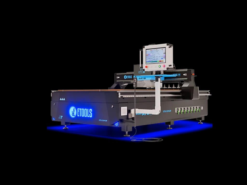 Centro de usinagem CNC Start 10 ATC com magazine de 10 ferramentas e troca automática, para chapa inteira de MDF